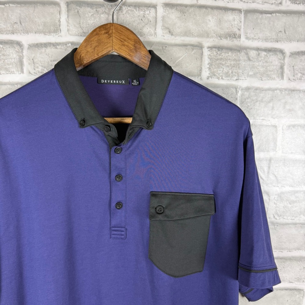 Devereux Brunner Jersey Golf Polo Mens XL W/ Pocket Colorblock Pima Cotton